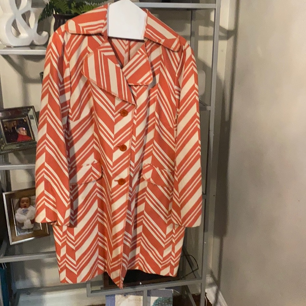 Coral and tan long coat